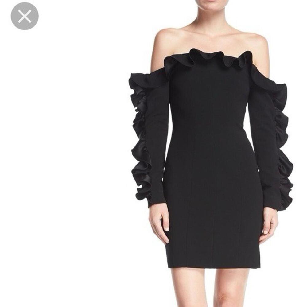 Cinq A Sept Black Rosemarie Off Shoulder Ruffle Sleeves Mini Dress 4